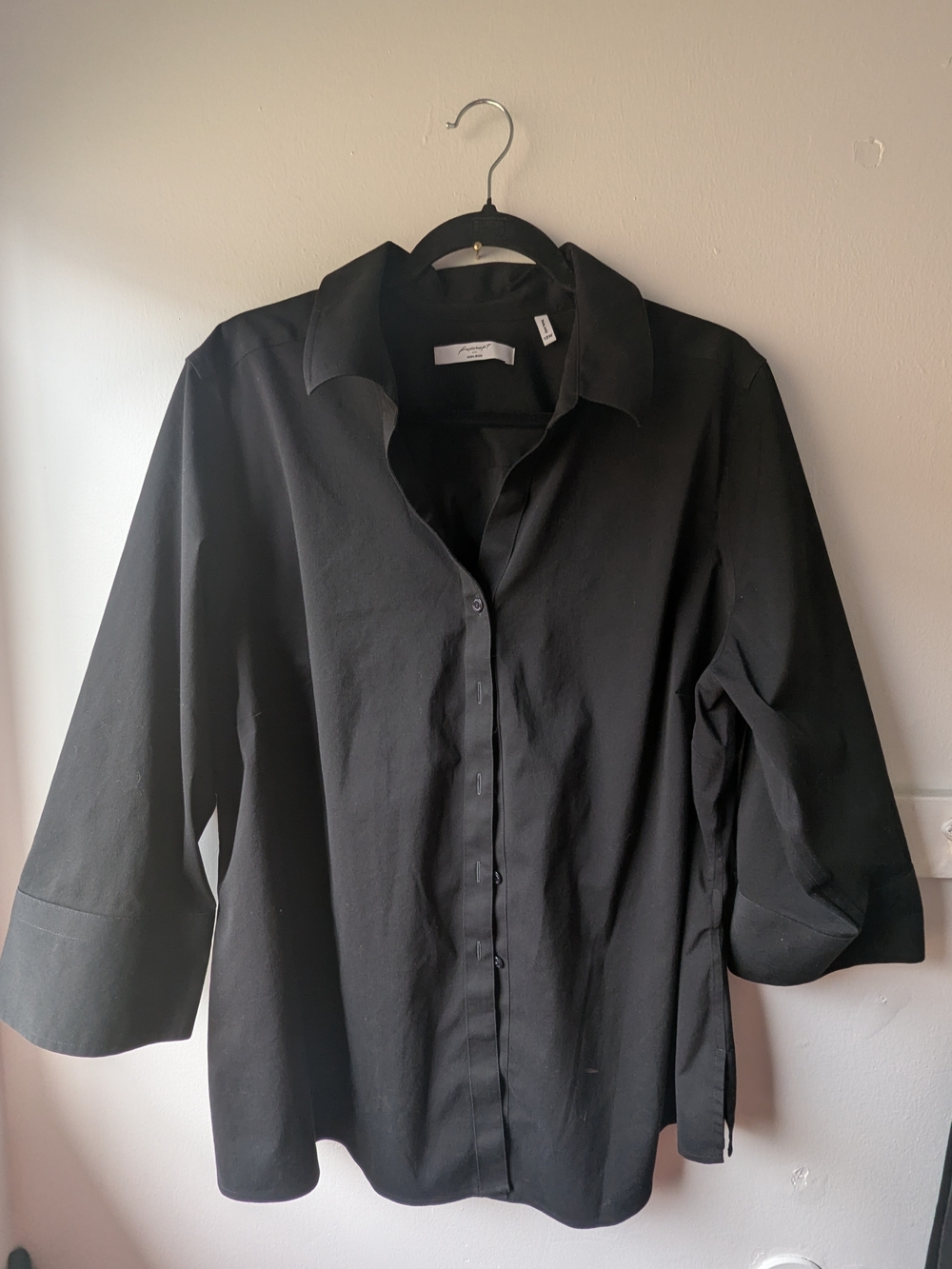 Foxcroft Black Casual Button-Down No Iron Shirt Size 18W